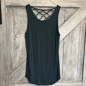 Maurices Dark Green Tank Top with Crisscross Back
